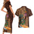 Hawaiian Tiki Mask Surfing Kakau Pattern Couples Matching Short Sleeve Bodycon Dress and Hawaiian Shirt