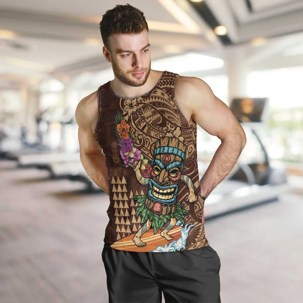 Hawaiian Tiki Mask Surfing Kakau Pattern Men Tank Top