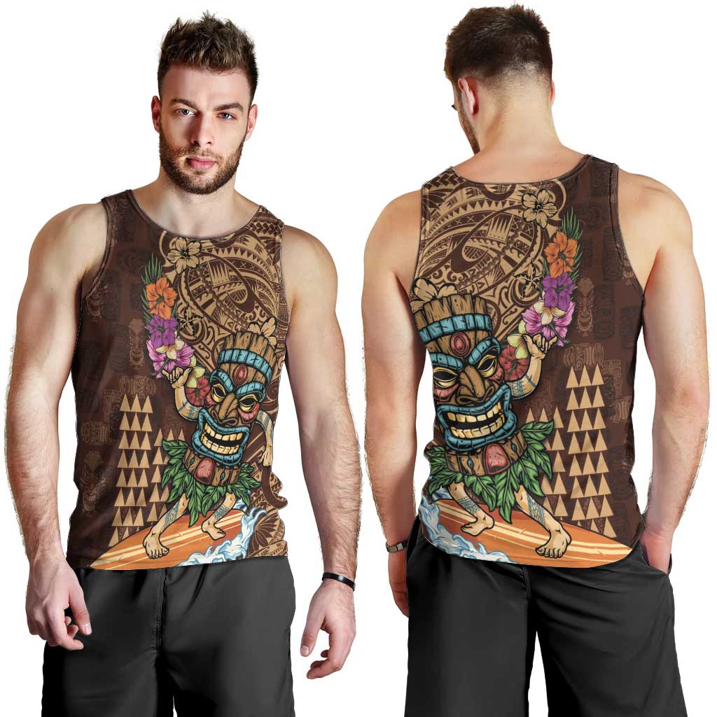 Hawaiian Tiki Mask Surfing Kakau Pattern Men Tank Top