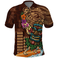Hawaiian Tiki Mask Surfing Kakau Pattern Polo Shirt