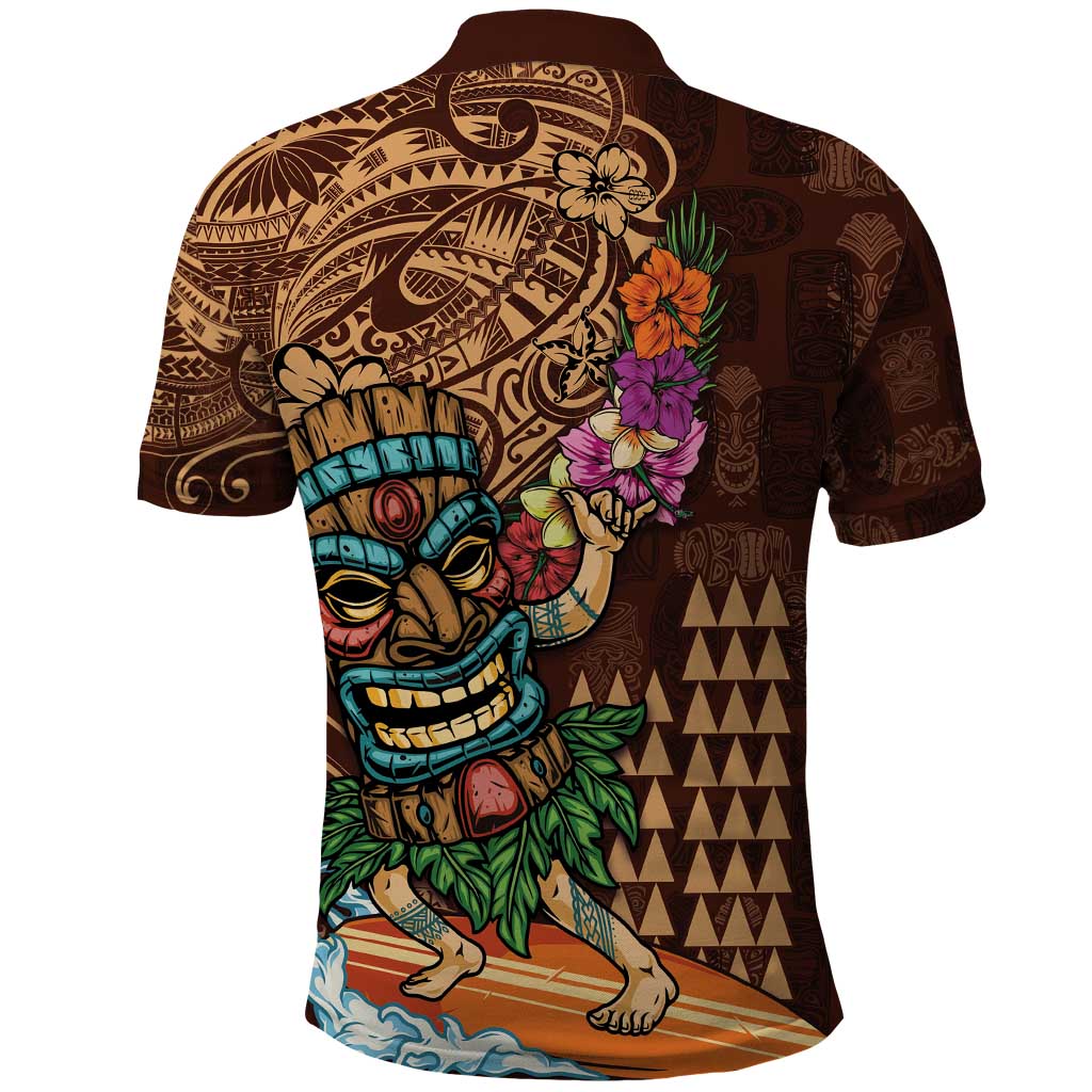 Hawaiian Tiki Mask Surfing Kakau Pattern Polo Shirt