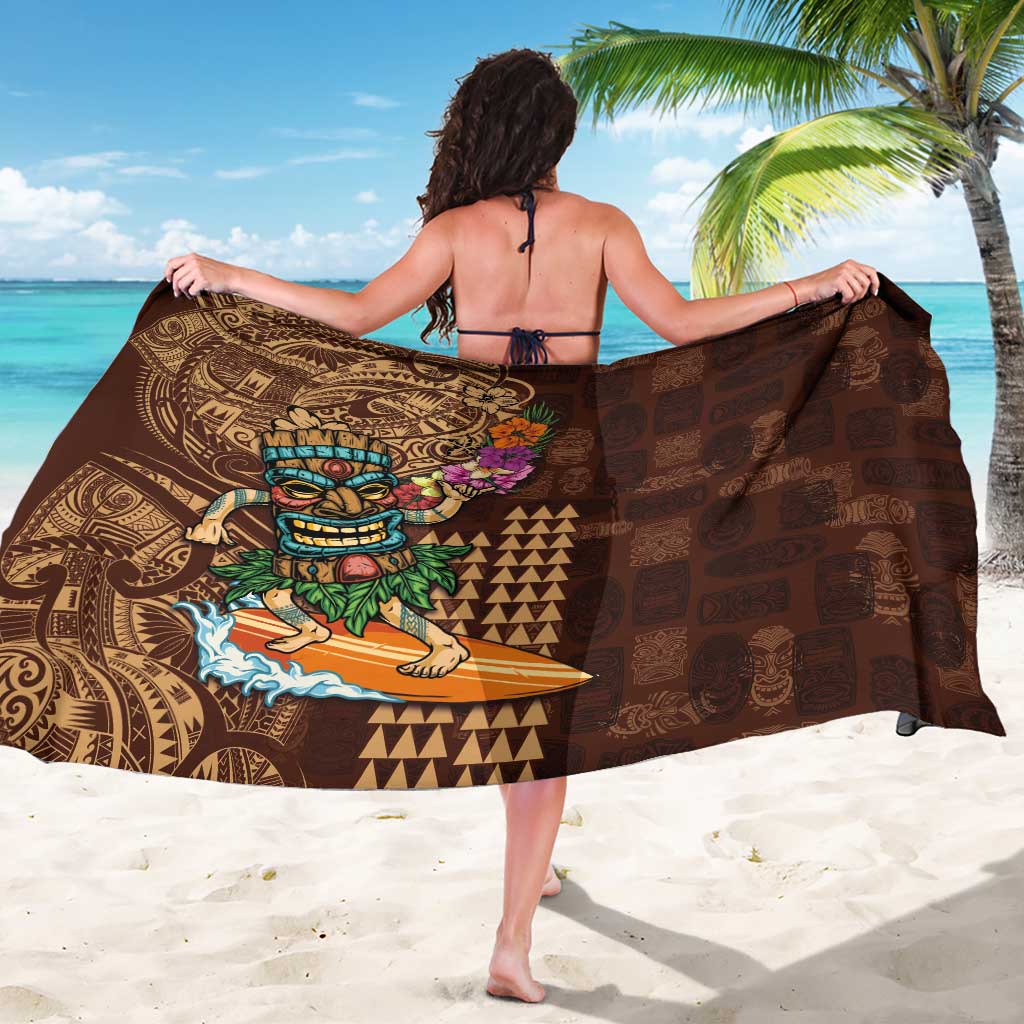 Hawaiian Tiki Mask Surfing Kakau Pattern Sarong