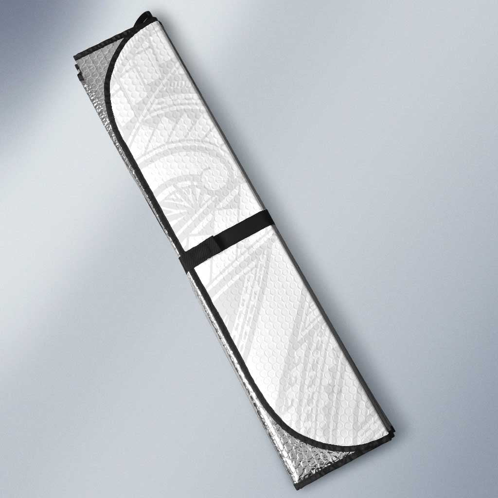 Niue White Sunday Auto Sun Shade Hiapo Tribal Art Tattoos - Polynesian Pride