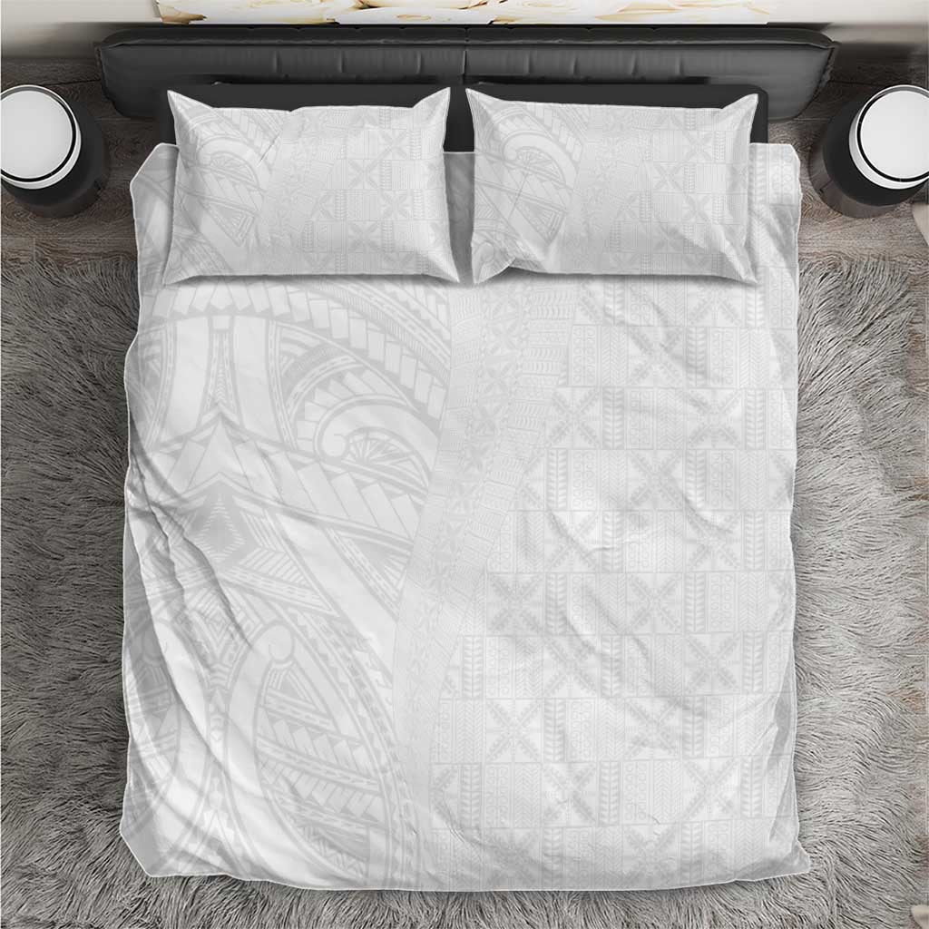 Niue White Sunday Bedding Set Hiapo Tribal Art Tattoos - Polynesian Pride