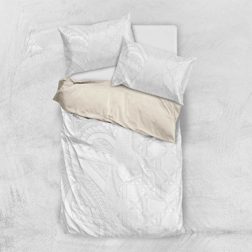 Niue White Sunday Bedding Set Hiapo Tribal Art Tattoos - Polynesian Pride