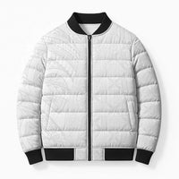 Niue White Sunday Bomber Puffer Jacket Hiapo Tribal Art Tattoos - Polynesian Pride