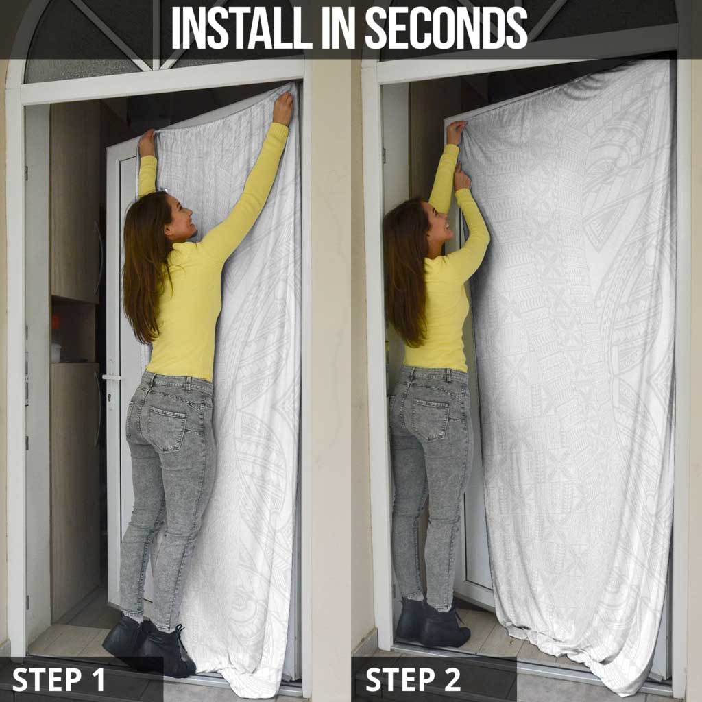 Niue White Sunday Door Cover Hiapo Tribal Art Tattoos - Polynesian Pride