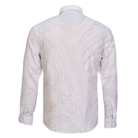 Niue White Sunday Family Matching Long Sleeve Bodycon Dress and Hawaiian Shirt Hiapo Tribal Art Tattoos - Polynesian Pride