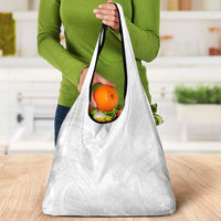 Niue White Sunday Grocery Bag Hiapo Tribal Art Tattoos - Polynesian Pride