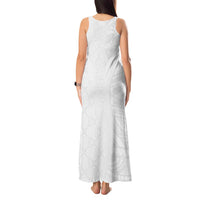 Niue White Sunday Tank Maxi Dress Hiapo Tribal Art Tattoos LT03 - Polynesian Pride