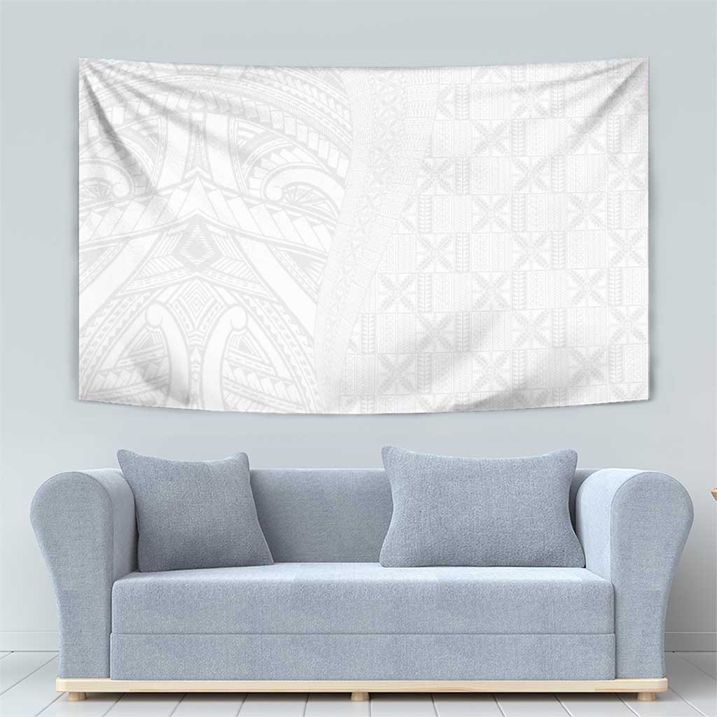 Niue White Sunday Tapestry Hiapo Tribal Art Tattoos - Polynesian Pride