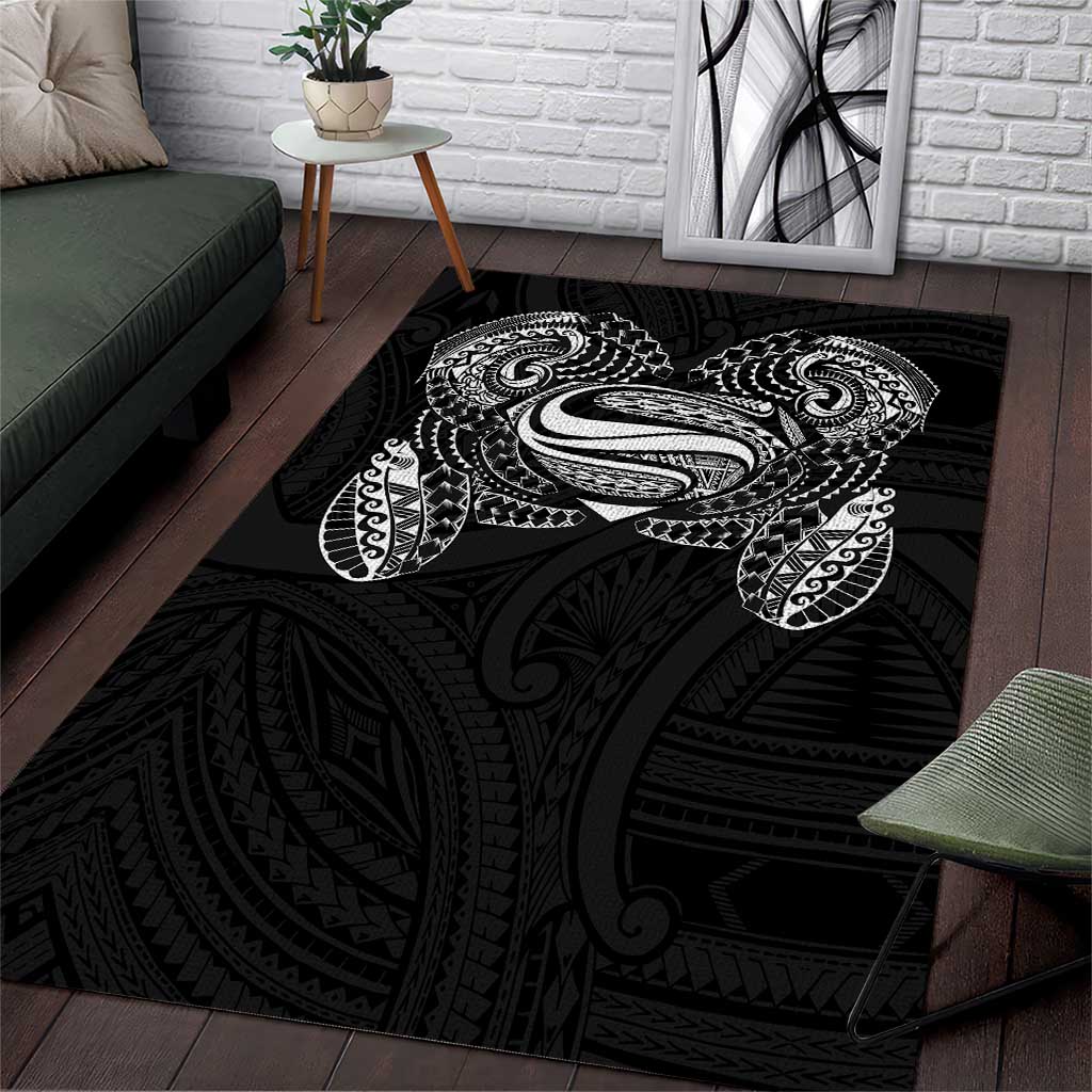 Super Samoan Traditional Tribal Art Tattoos Area Rug Black Color - Polynesian Pride