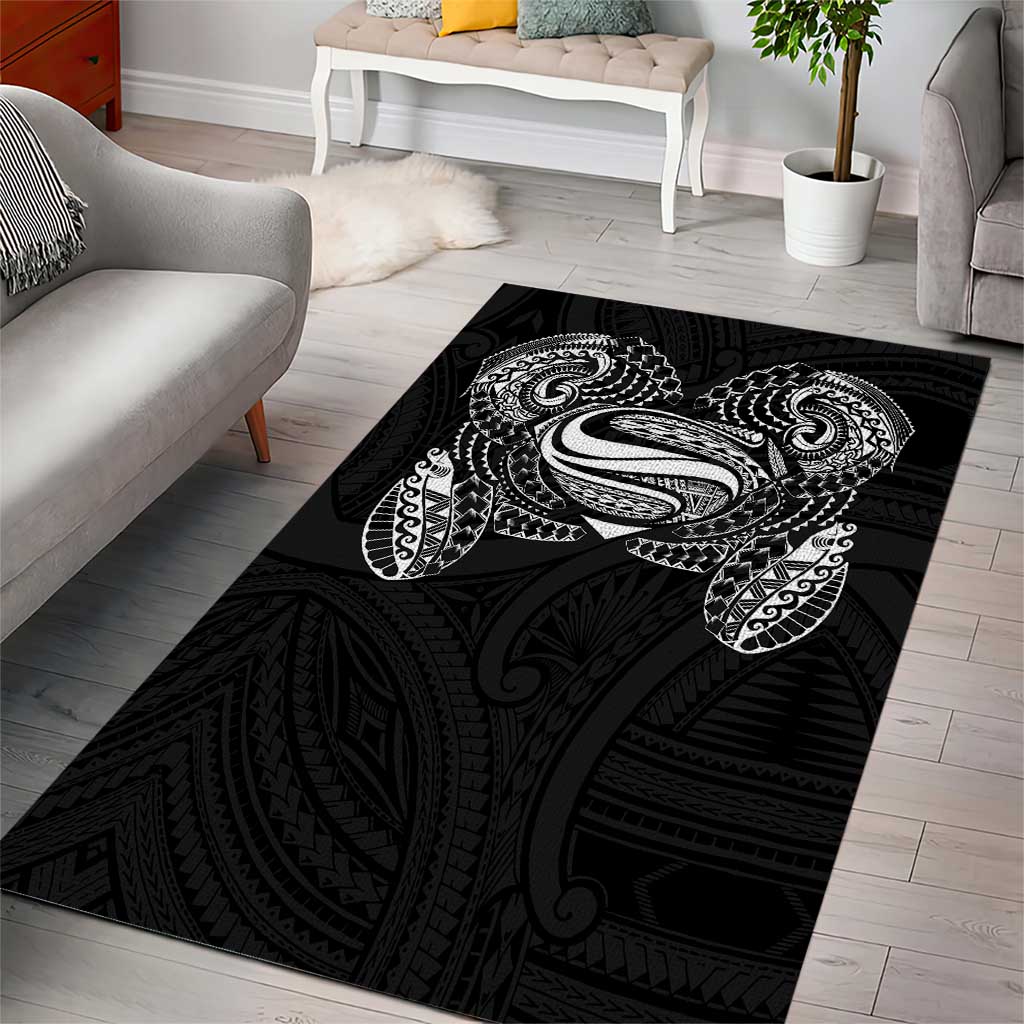 Super Samoan Traditional Tribal Art Tattoos Area Rug Black Color LT03 - Polynesian Pride