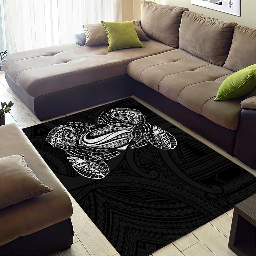 Super Samoan Traditional Tribal Art Tattoos Area Rug Black Color LT03 - Polynesian Pride