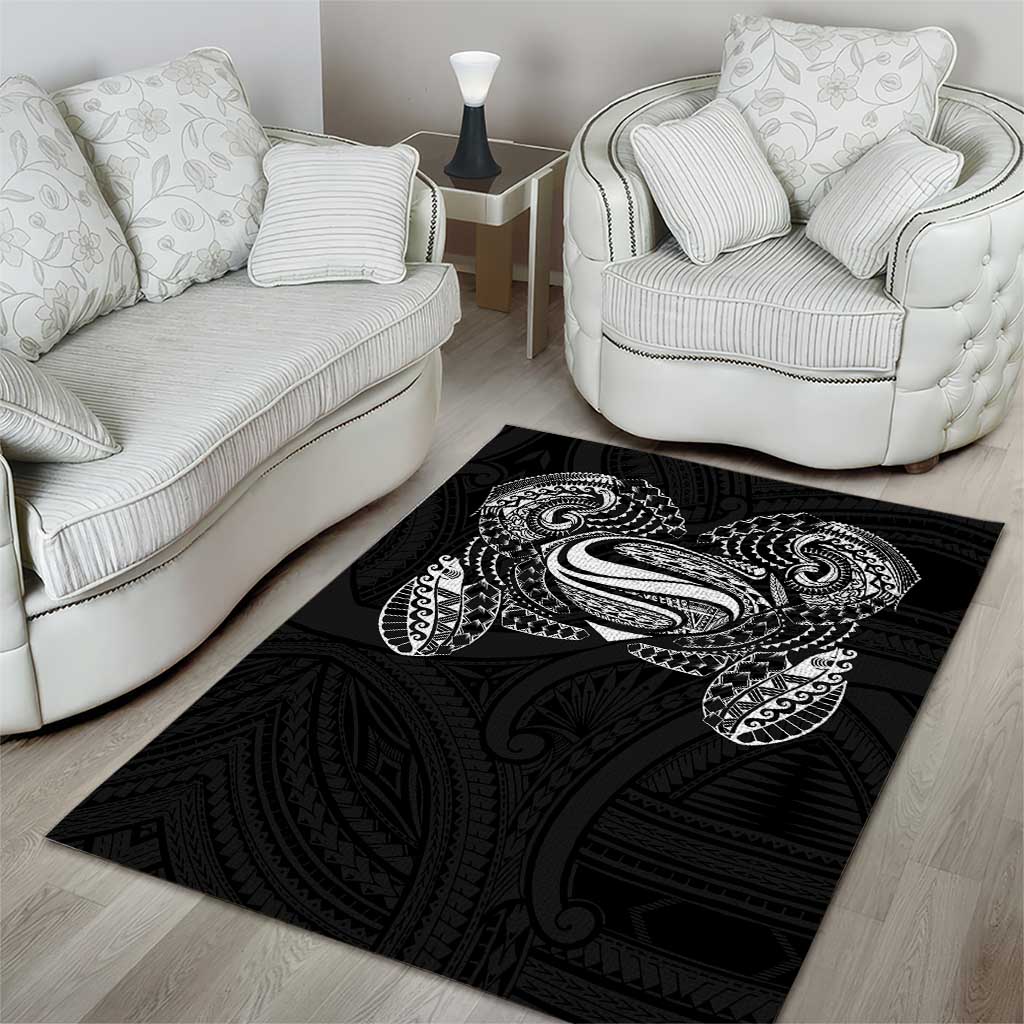 Super Samoan Traditional Tribal Art Tattoos Area Rug Black Color LT03 - Polynesian Pride