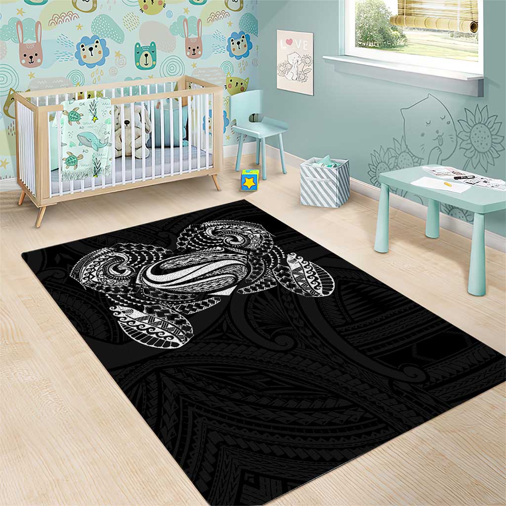 Super Samoan Traditional Tribal Art Tattoos Area Rug Black Color LT03 - Polynesian Pride