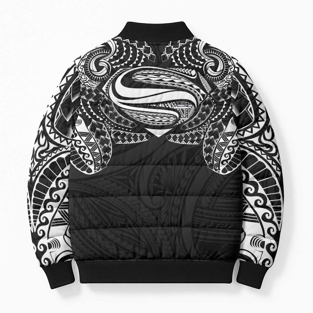 Super Samoan Traditional Tribal Art Tattoos Bomber Puffer Jacket Black Color - Polynesian Pride