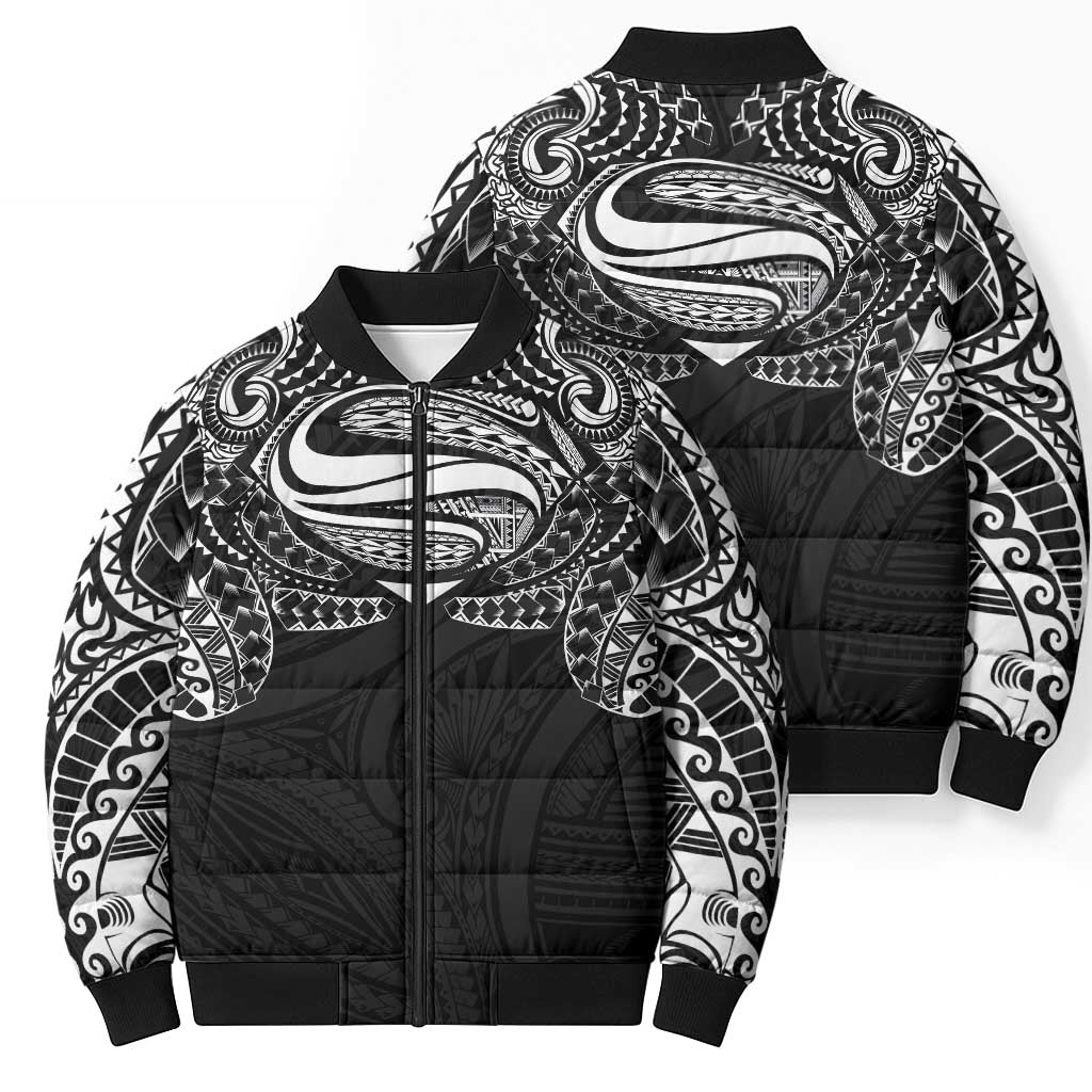 Super Samoan Traditional Tribal Art Tattoos Bomber Puffer Jacket Black Color - Polynesian Pride
