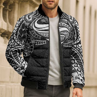Super Samoan Traditional Tribal Art Tattoos Bomber Puffer Jacket Black Color - Polynesian Pride
