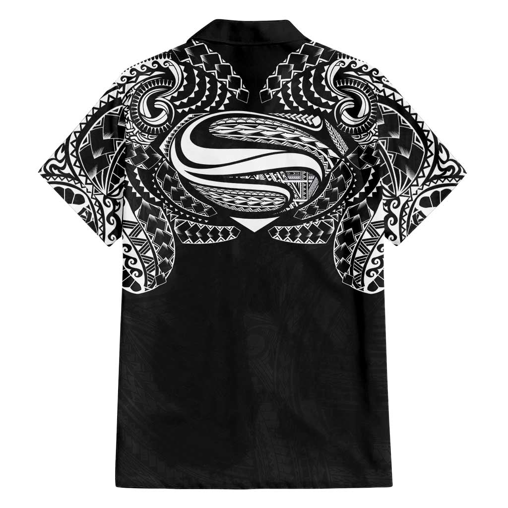 Super Samoan Traditional Tribal Art Tattoos Family Matching Tank Maxi Dress and Hawaiian Shirt Black Color - Polynesian Pride