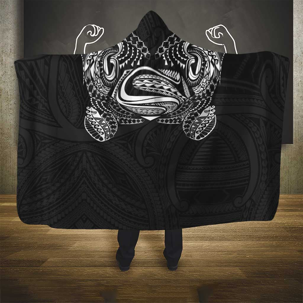 Super Samoan Traditional Tribal Art Tattoos Hooded Blanket Black Color - Polynesian Pride