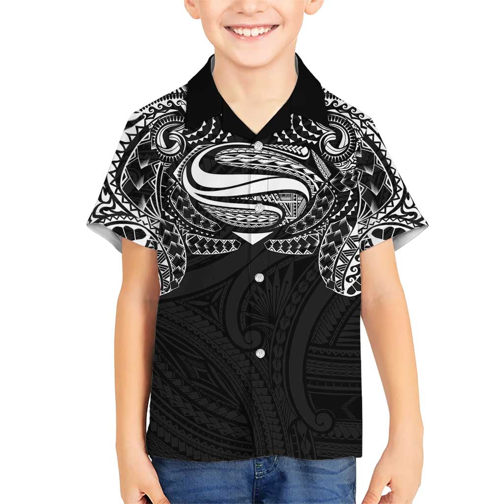 Super Samoan Traditional Tribal Art Tattoos Kid Hawaiian Shirt Black Color - Polynesian Pride