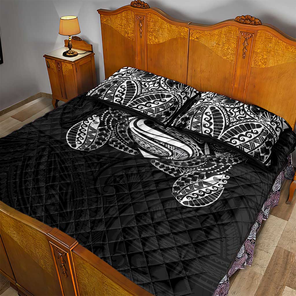 Super Samoan Traditional Tribal Art Tattoos Quilt Bed Set Black Color - Polynesian Pride