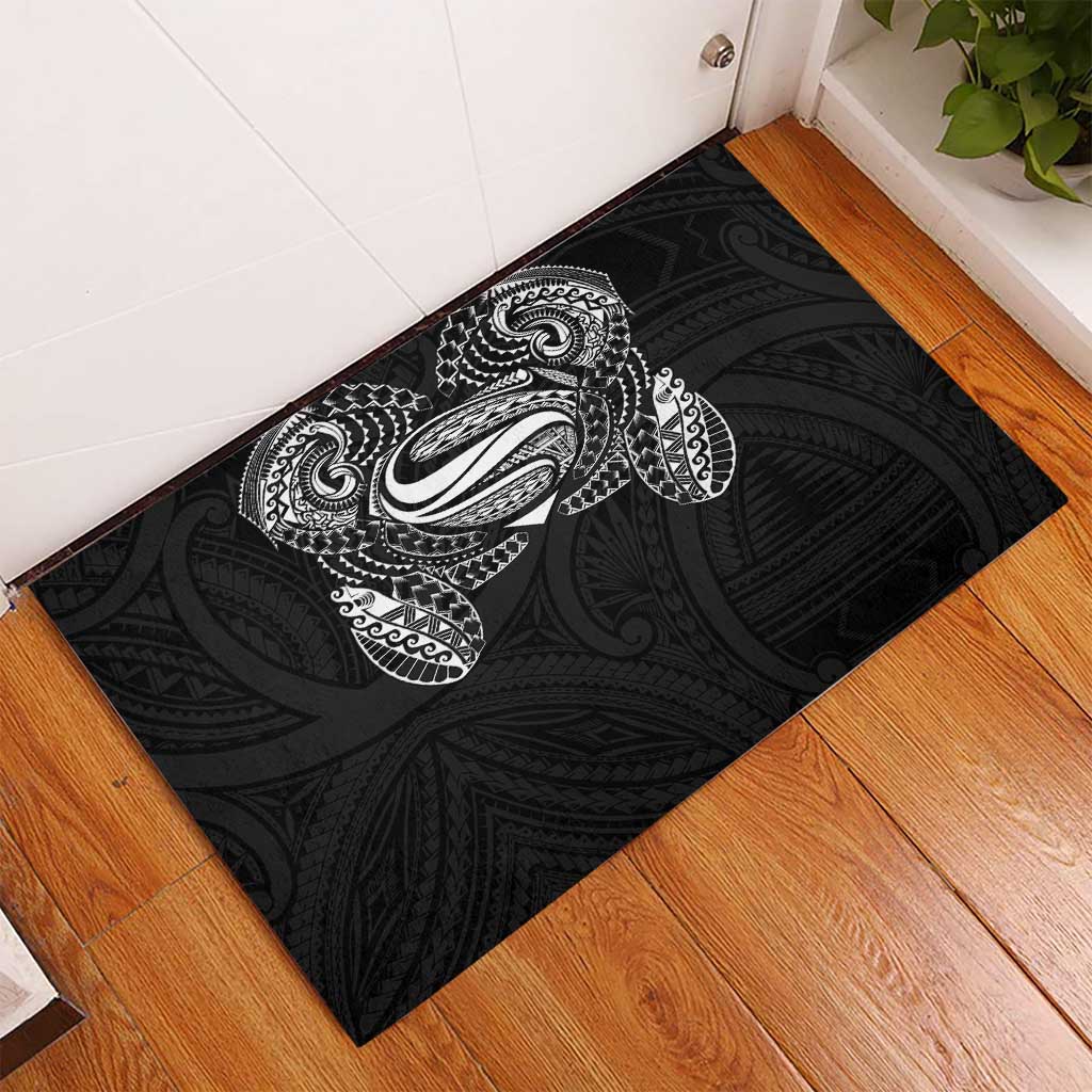 Super Samoan Traditional Tribal Art Tattoos Rubber Doormat Black Color - Polynesian Pride