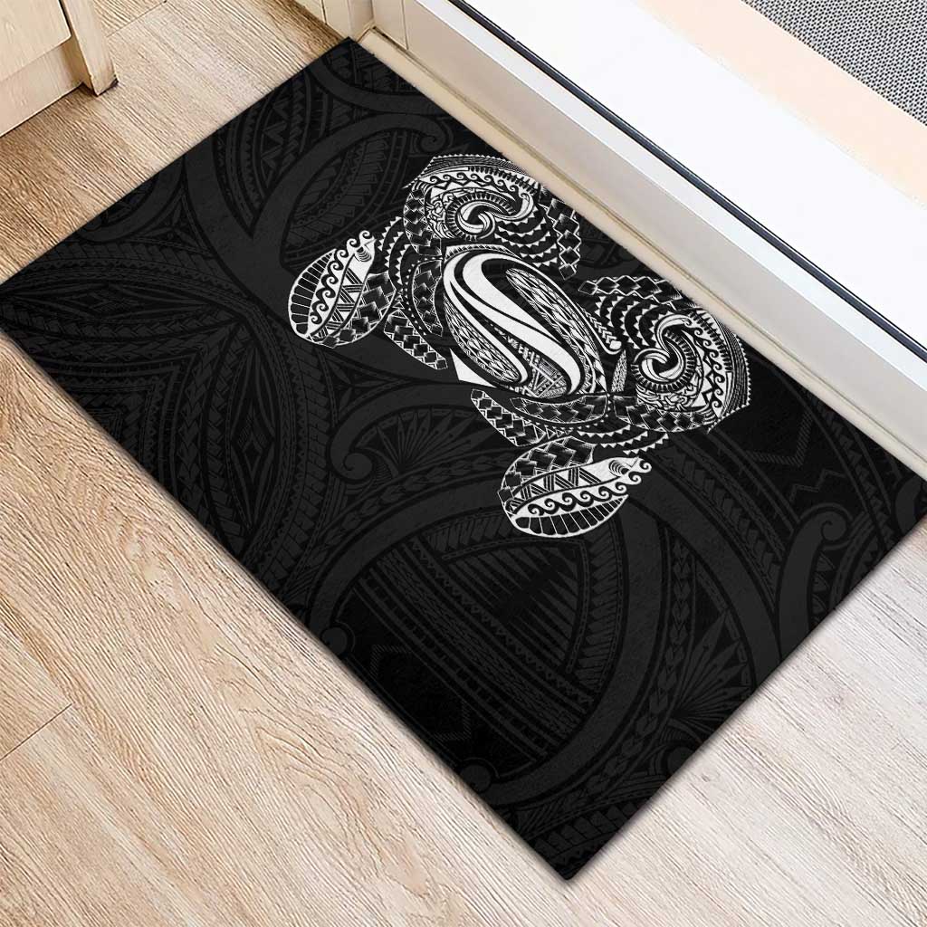 Super Samoan Traditional Tribal Art Tattoos Rubber Doormat Black Color - Polynesian Pride
