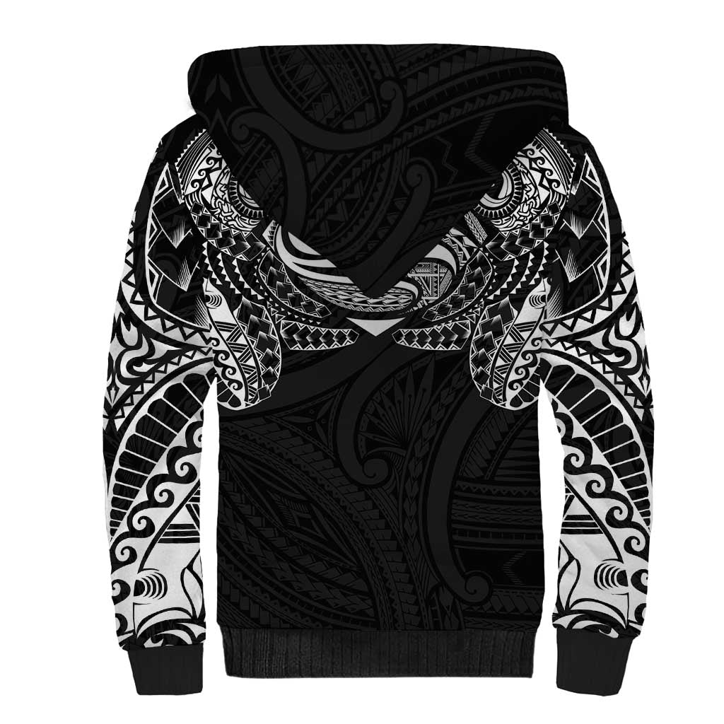 Super Samoan Traditional Tribal Art Tattoos Sherpa Hoodie Black Color LT03 - Polynesian Pride