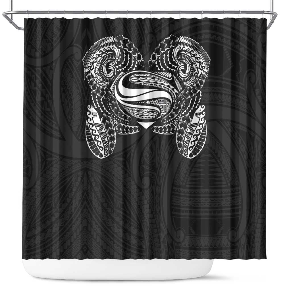 Super Samoan Traditional Tribal Art Tattoos Shower Curtain Black Color - Polynesian Pride