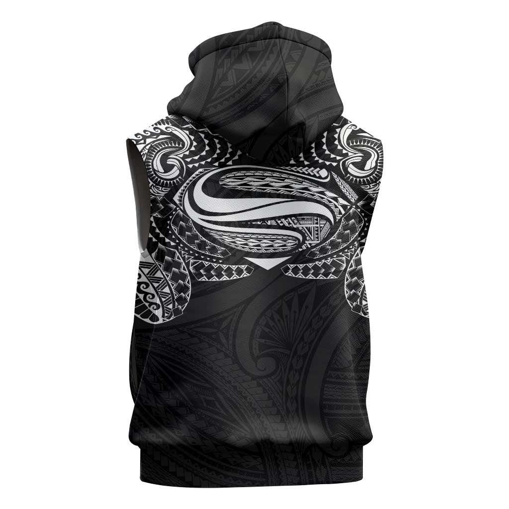 Super Samoan Traditional Tribal Art Tattoos Sleeveless Hoodie Black Color - Polynesian Pride