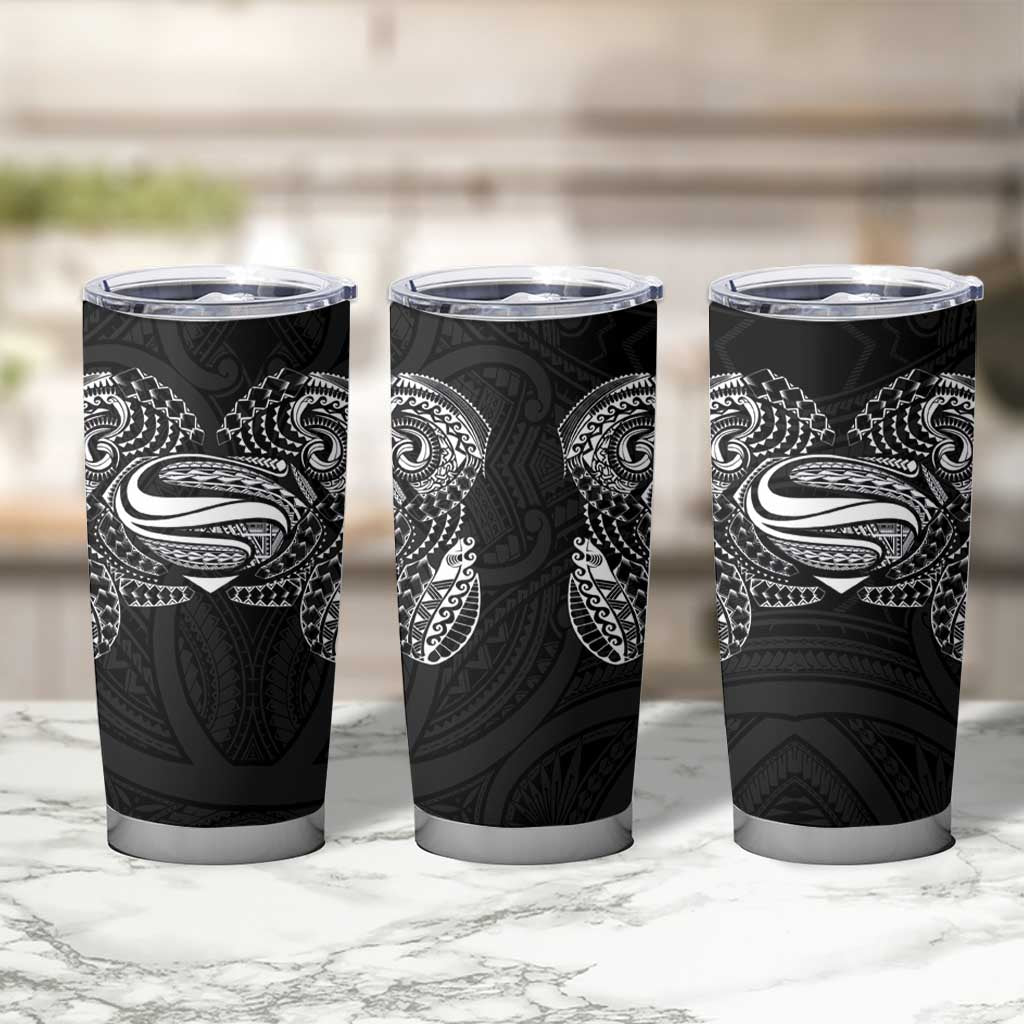 Super Samoan Traditional Tribal Art Tattoos Tumbler Cup Black Color - Polynesian Pride