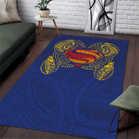 Super Samoan Traditional Tribal Art Tattoos Area Rug Blue Color LT03 Blue - Polynesian Pride