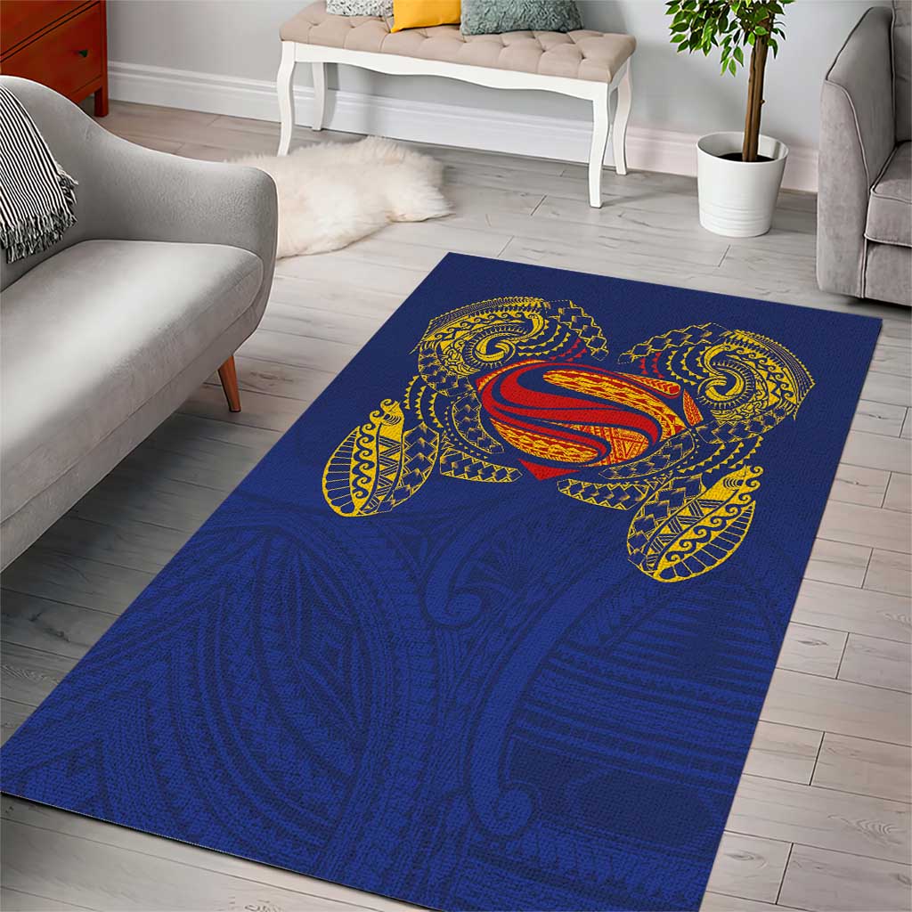Super Samoan Traditional Tribal Art Tattoos Area Rug Blue Color LT03 - Polynesian Pride
