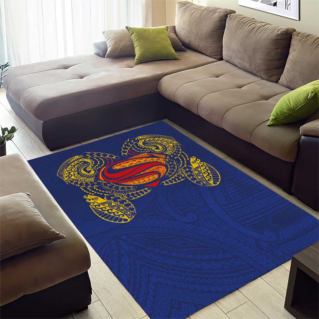 Super Samoan Traditional Tribal Art Tattoos Area Rug Blue Color LT03 - Polynesian Pride