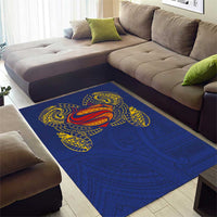 Super Samoan Traditional Tribal Art Tattoos Area Rug Blue Color LT03 - Polynesian Pride