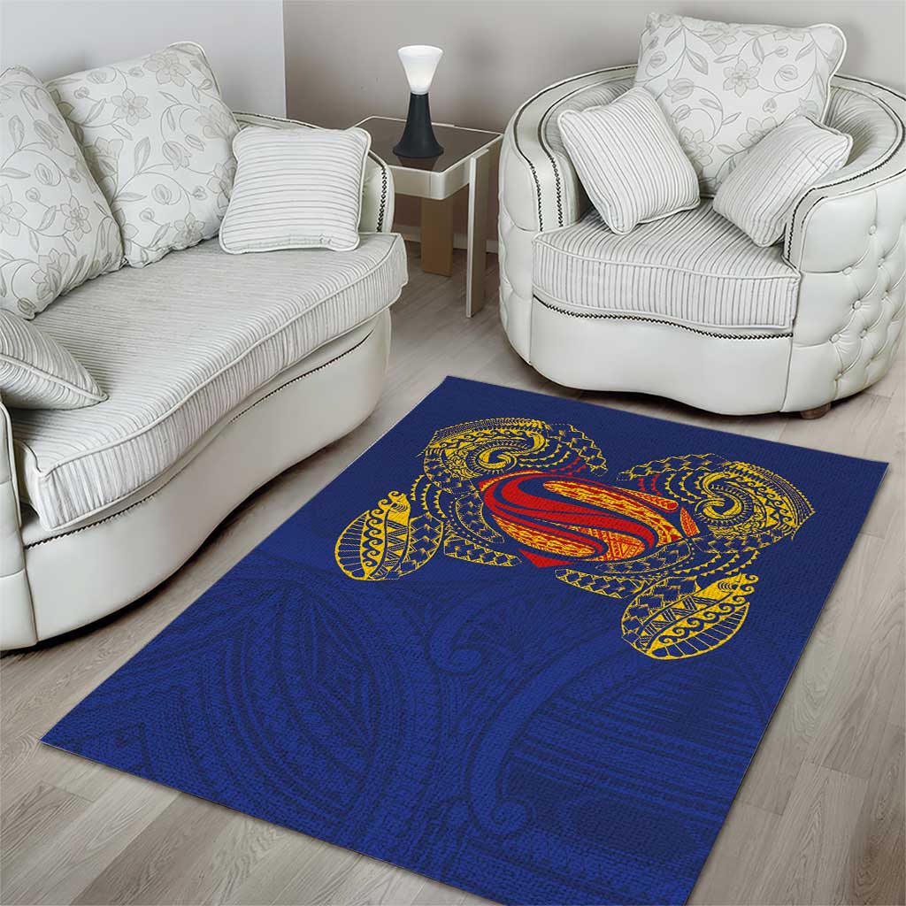 Super Samoan Traditional Tribal Art Tattoos Area Rug Blue Color LT03 - Polynesian Pride