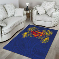 Super Samoan Traditional Tribal Art Tattoos Area Rug Blue Color LT03 - Polynesian Pride