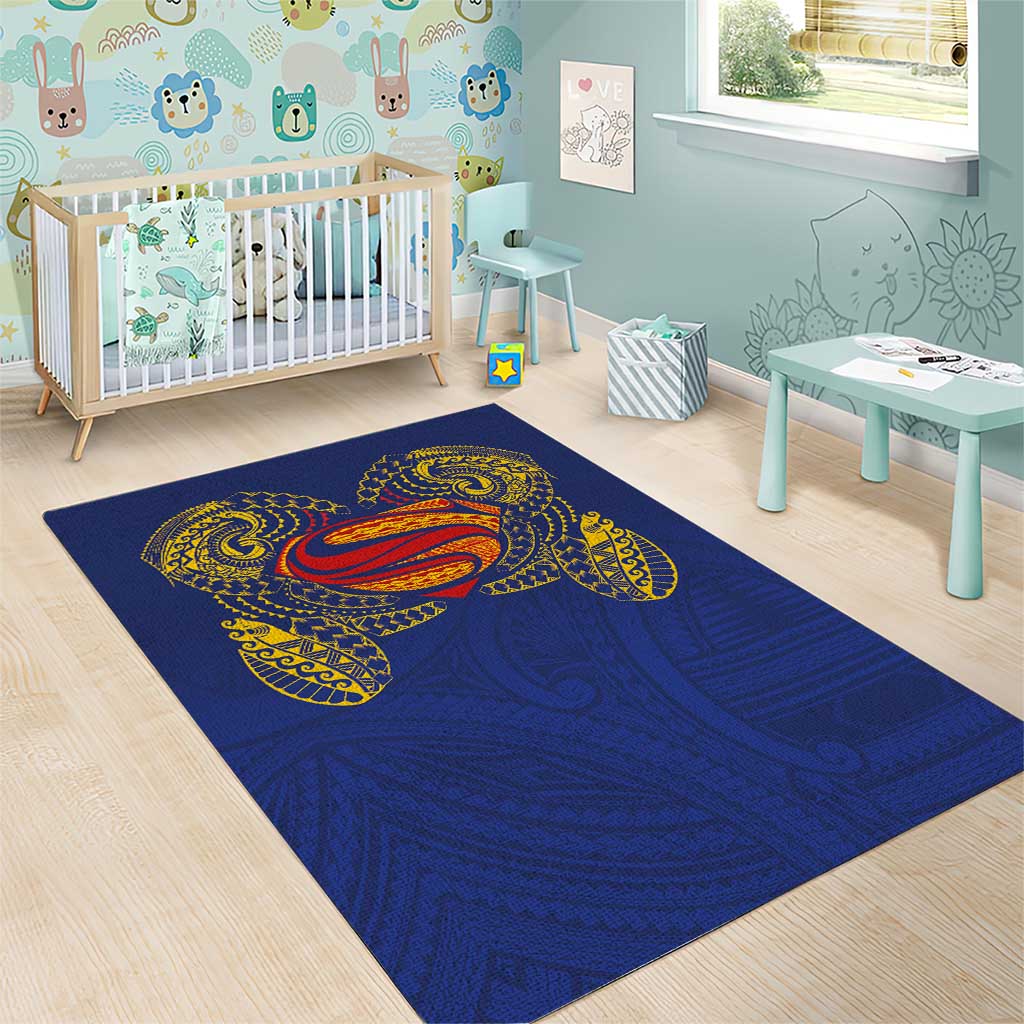 Super Samoan Traditional Tribal Art Tattoos Area Rug Blue Color LT03 - Polynesian Pride