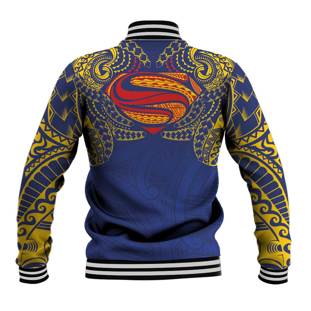 Super Samoan Traditional Tribal Art Tattoos Baseball Jacket Blue Color - Polynesian Pride