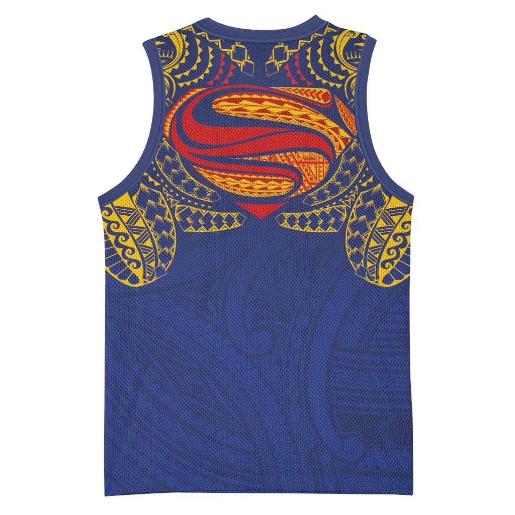 Super Samoan Traditional Tribal Art Tattoos Basketball Jersey Blue Color - Polynesian Pride