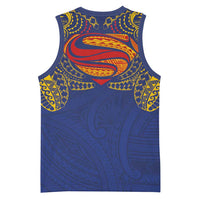 Super Samoan Traditional Tribal Art Tattoos Basketball Jersey Blue Color - Polynesian Pride