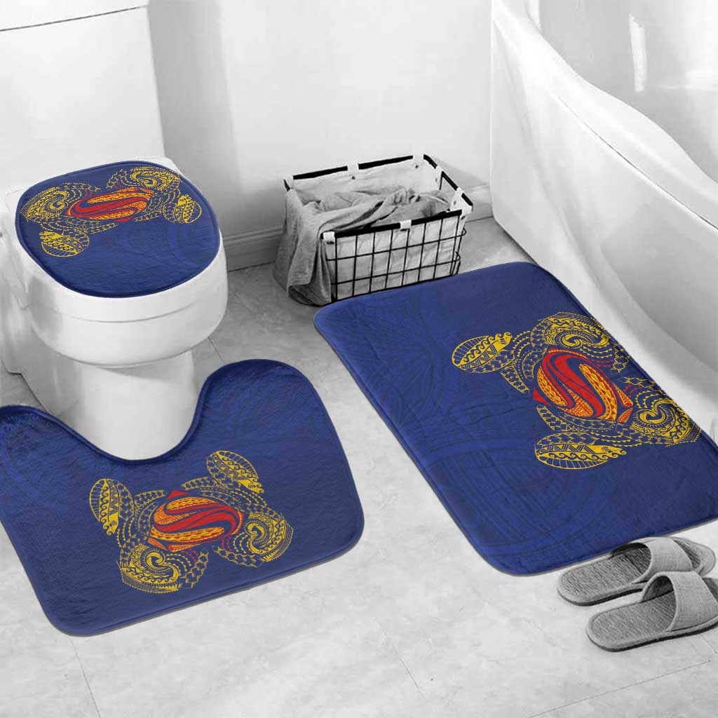 Super Samoan Traditional Tribal Art Tattoos Bathroom Set Blue Color - Polynesian Pride