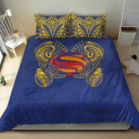 Super Samoan Traditional Tribal Art Tattoos Bedding Set Blue Color - Polynesian Pride