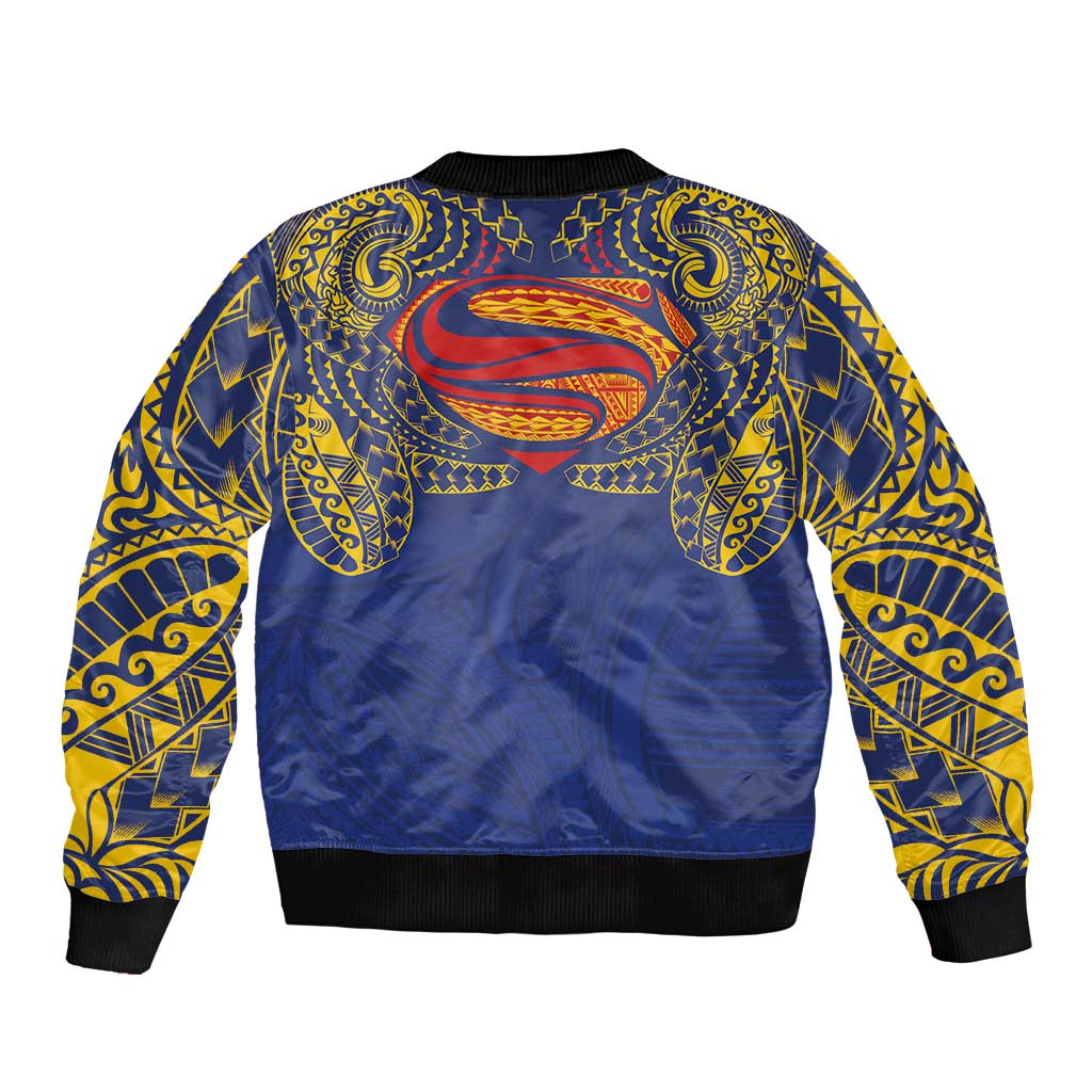 Super Samoan Traditional Tribal Art Tattoos Bomber Jacket Blue Color - Polynesian Pride