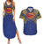 Super Samoan Traditional Tribal Art Tattoos Couples Matching Summer Maxi Dress and Hawaiian Shirt Blue Color - Polynesian Pride