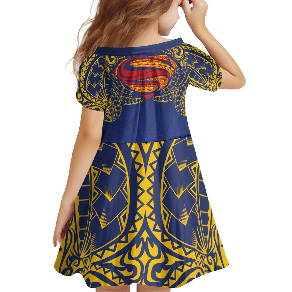 Super Samoan Traditional Tribal Art Tattoos Family Matching Long Sleeve Bodycon Dress and Hawaiian Shirt Blue Color - Polynesian Pride