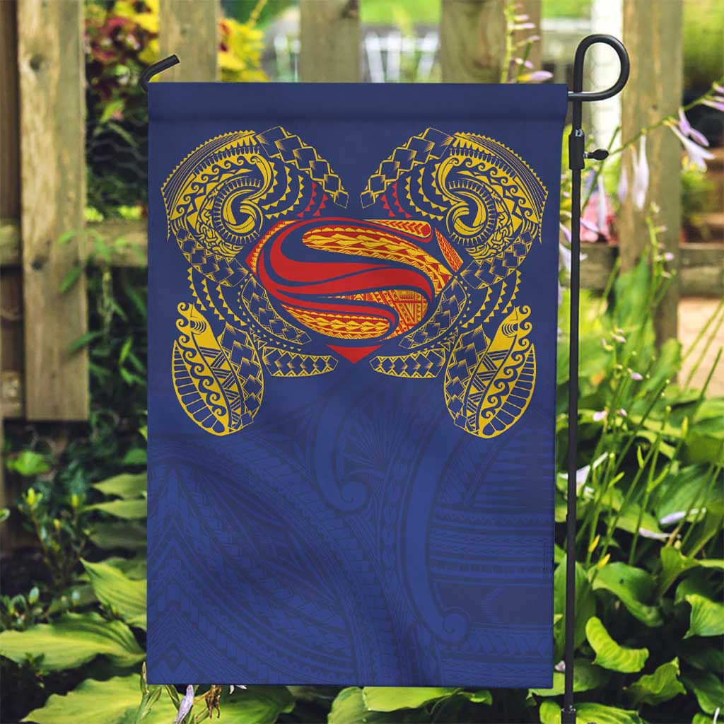 Super Samoan Traditional Tribal Art Tattoos Garden Flag Blue Color - Polynesian Pride