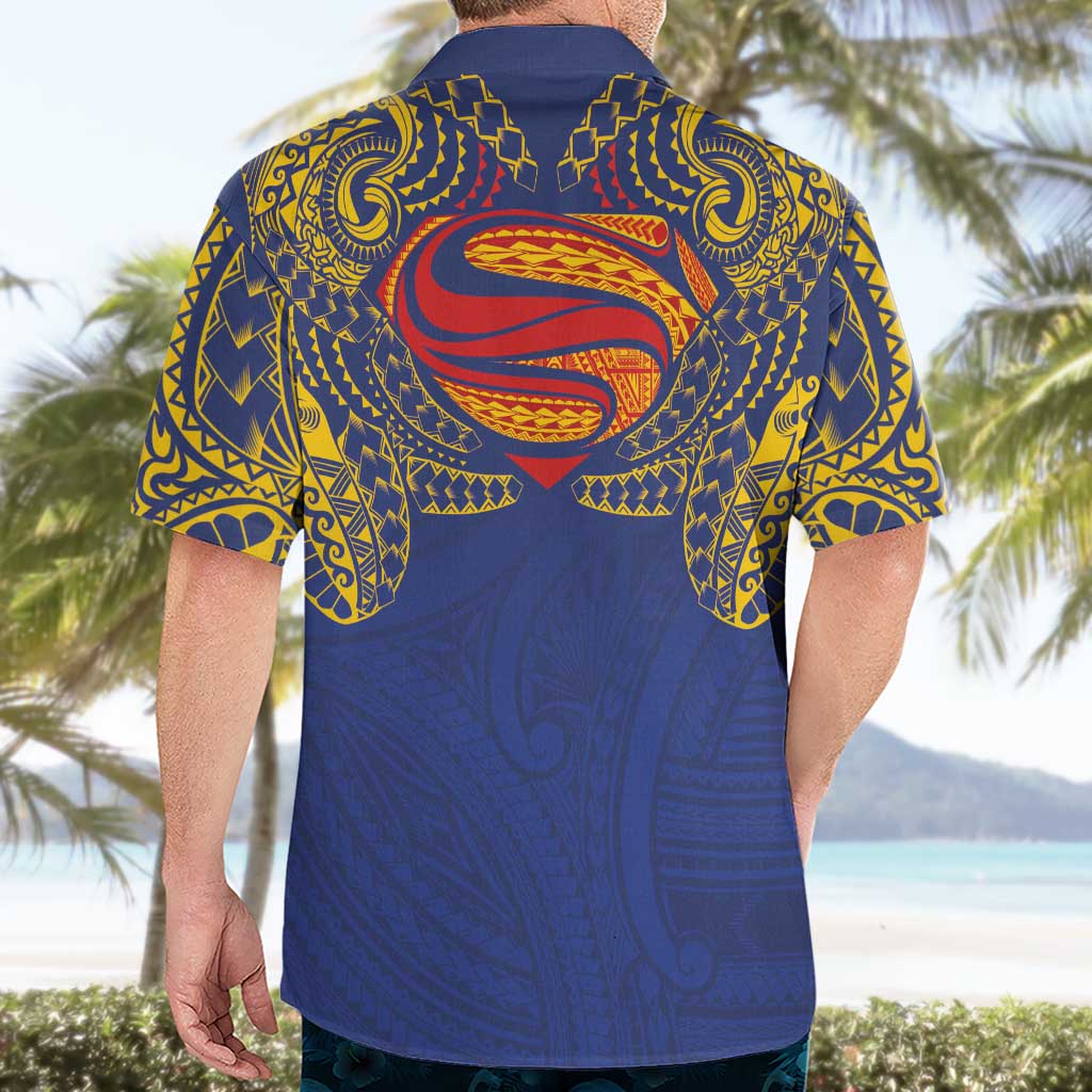 Super Samoan Traditional Tribal Art Tattoos Hawaiian Shirt Blue Color - Polynesian Pride